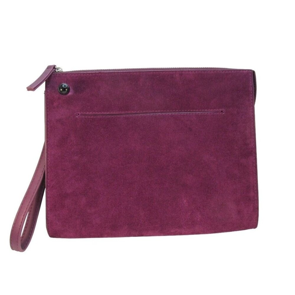 White House Black Market Plum Purple Suede Leather Clutch